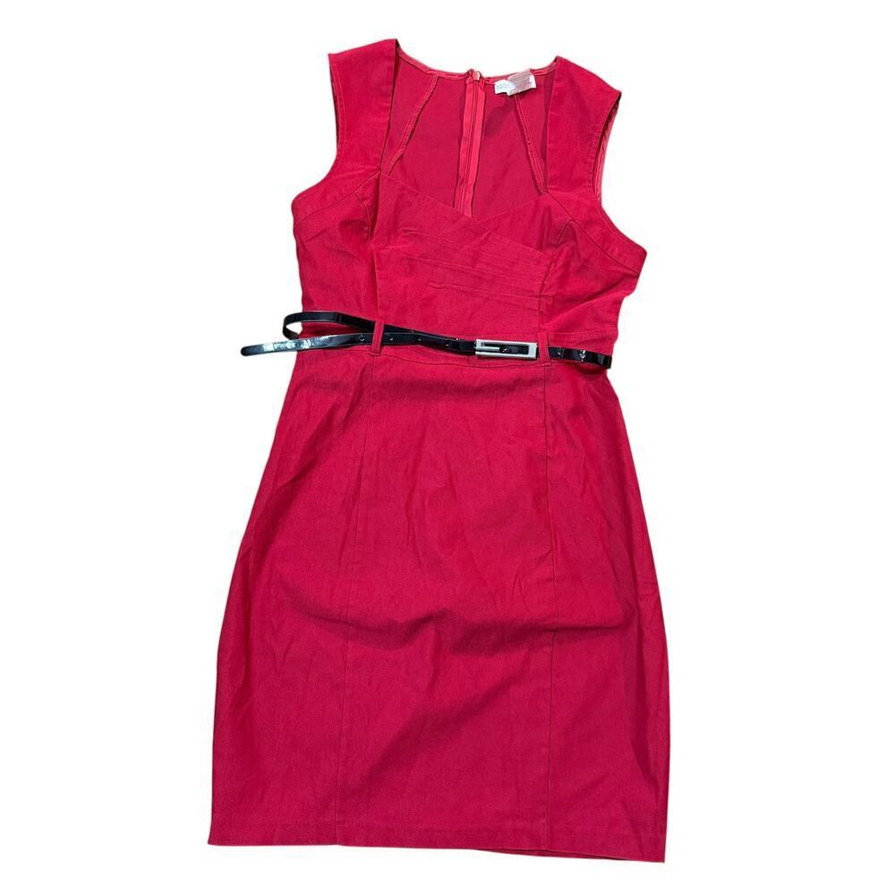 Y2K Body Central Red Sleeveless Pin Up Retro Bodycon Dress Size Medium